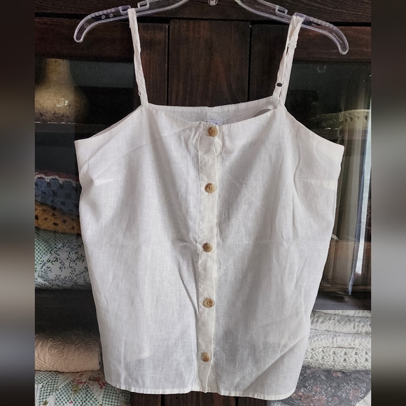 White Button-Up Women's Top - Picture 1 of 5